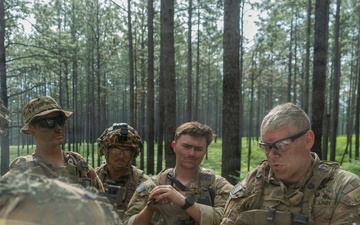 1st Sgt. Anthony Buchanan briefs leaders during JRTC mission planning at Fort Polk