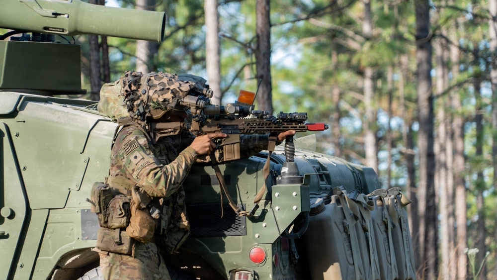 101st Airborne Division Soldier pulls security during JRTC