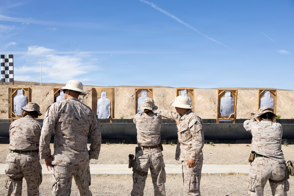 U.S. Marines at MCLB Barstow participate in pistol qualification