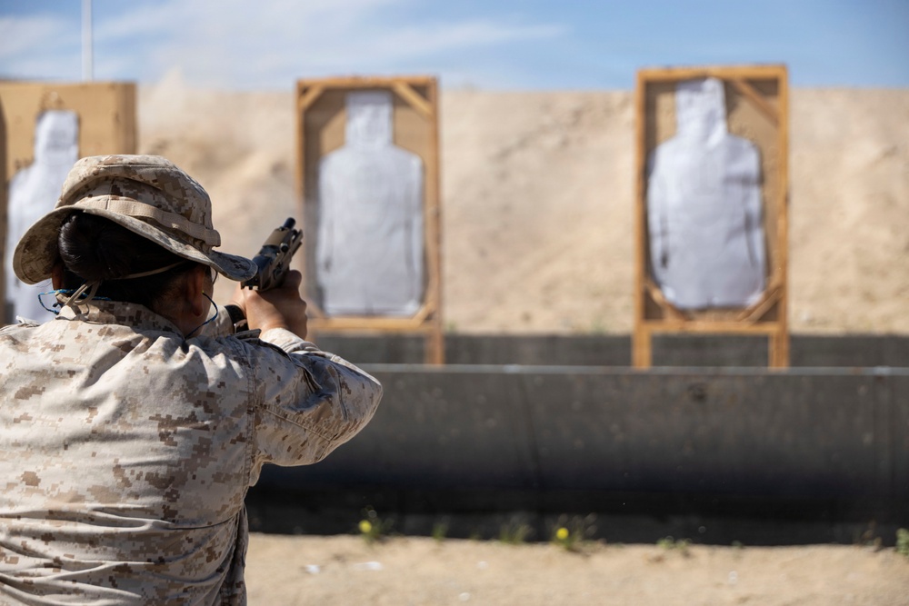 U.S. Marines at MCLB Barstow participate in pistol qualification