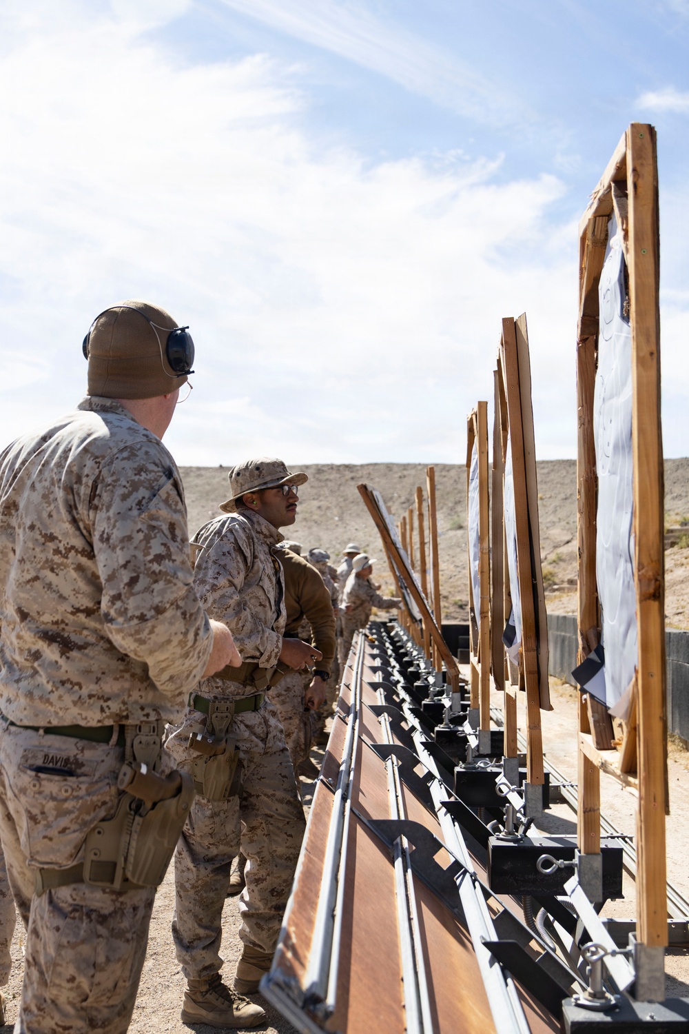 U.S. Marines at MCLB Barstow participate in pistol qualification