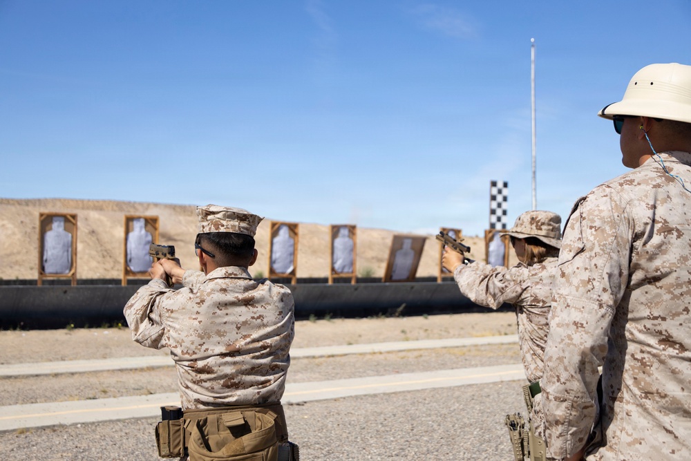 U.S. Marines at MCLB Barstow participate in pistol qualification