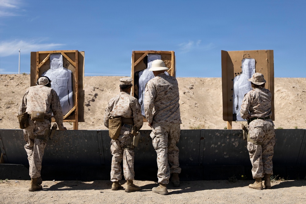 U.S. Marines at MCLB Barstow participate in pistol qualification