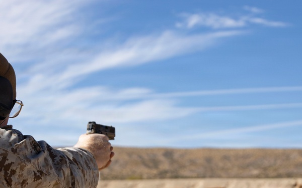 U.S. Marines at MCLB Barstow participate in pistol qualification