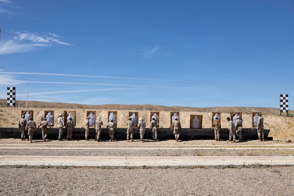 U.S. Marines at MCLB Barstow participate in pistol qualification