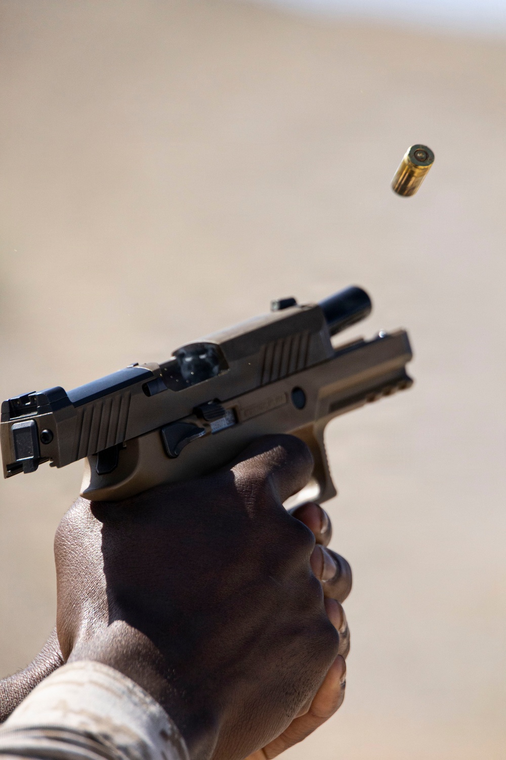U.S. Marines at MCLB Barstow participate in pistol qualification