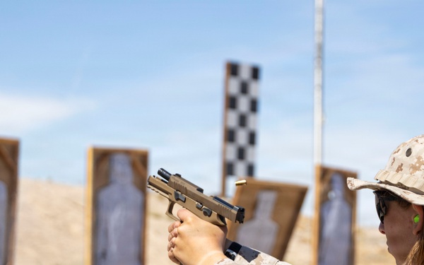 U.S. Marines at MCLB Barstow participate in pistol qualification