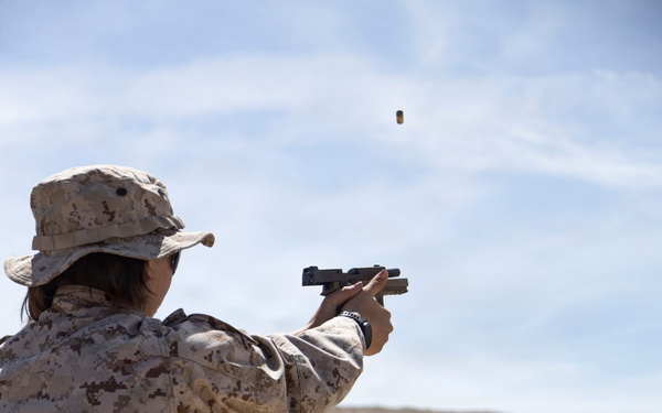 U.S. Marines at MCLB Barstow participate in pistol qualification
