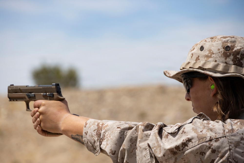U.S. Marines at MCLB Barstow participate in pistol qualification