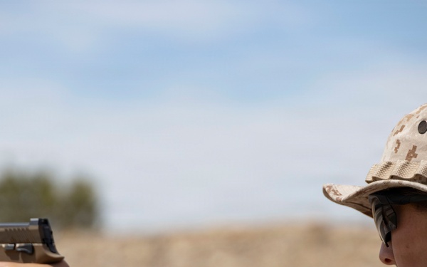 U.S. Marines at MCLB Barstow participate in pistol qualification
