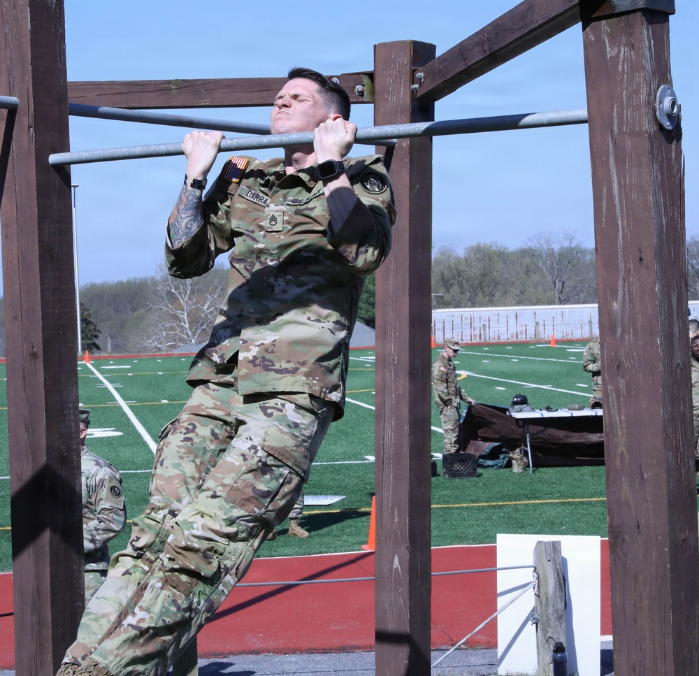 Soldier performs pull-up