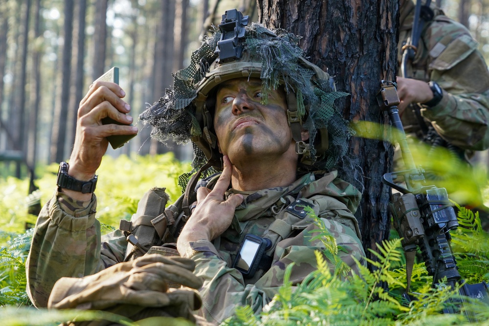 101st MFRC platoon leader "Camos' Up" during a reconnassaince mission at JRTC