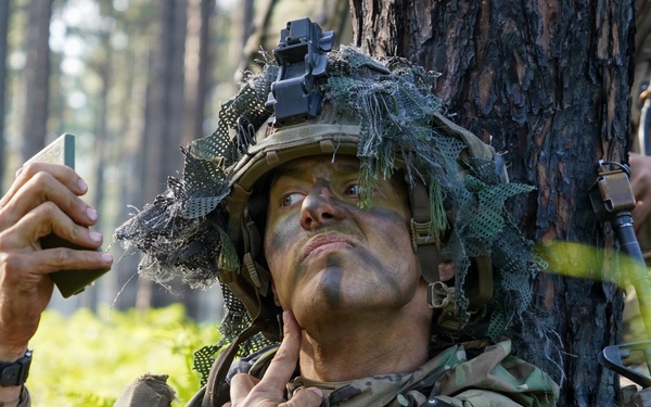 101st MFRC platoon leader "Camos' Up" during a reconnassaince mission at JRTC