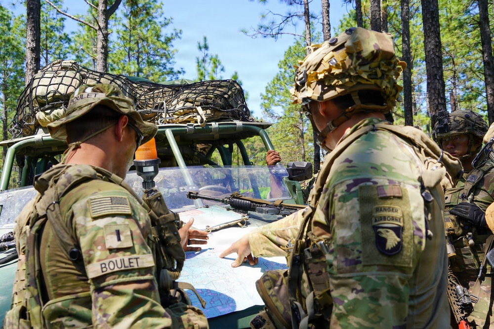 MFRC platoon leader plan a route before a reconnaissance mission at JRTC