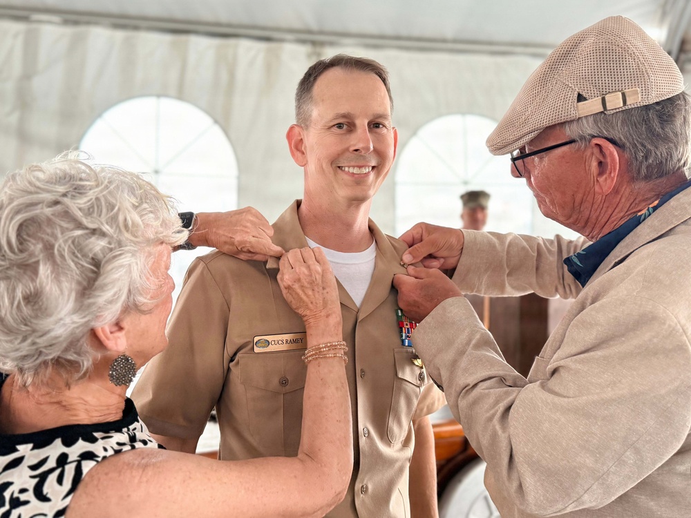 Senior Chief Constructionman Michael Ramey was promoted to master chief petty officer during a ceremony at Joint Base Pearl Harbor-Hickam