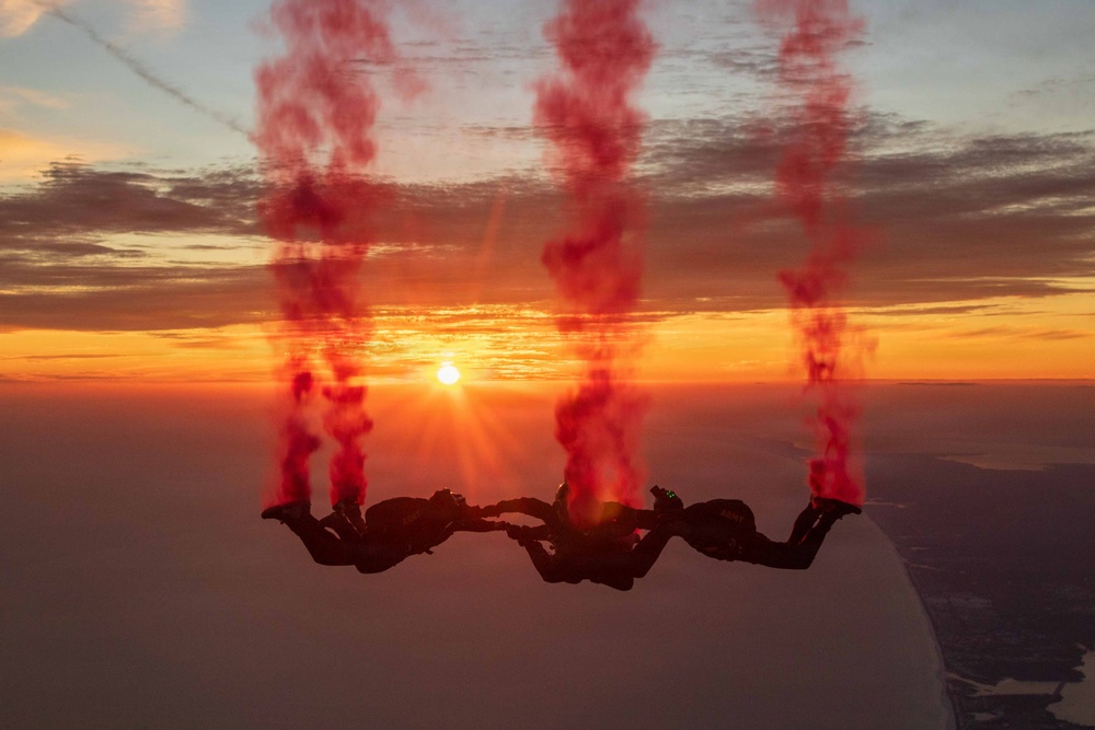 The U.S. Army Parachute Team jumps for Gulf Coast Salute Airshow