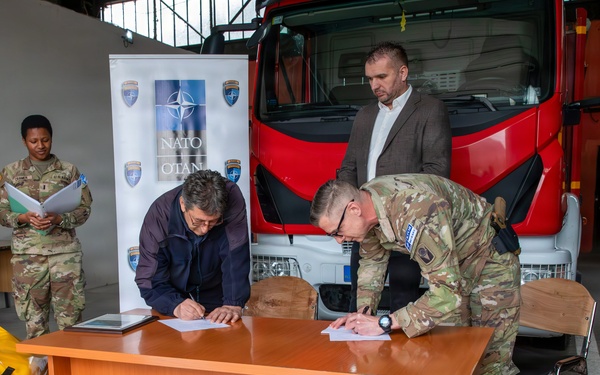 Kosovo Force (KFOR) supports Zubin Potok Fire Brigade with equipment donation