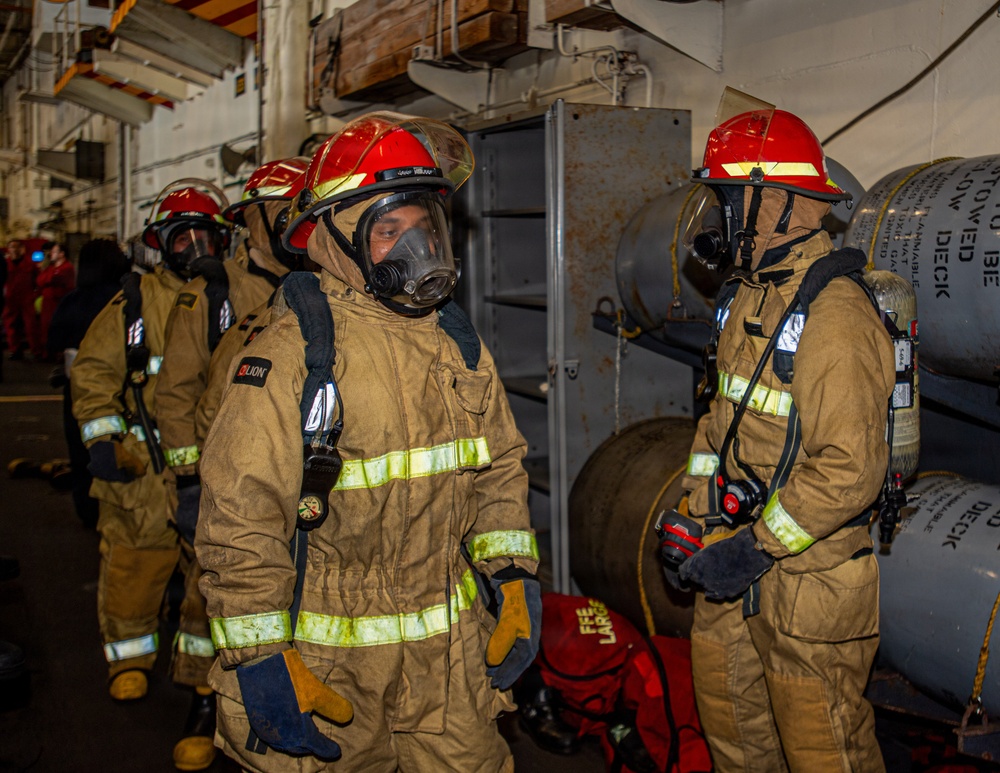 Nimitz Conducts Damage Control Drill