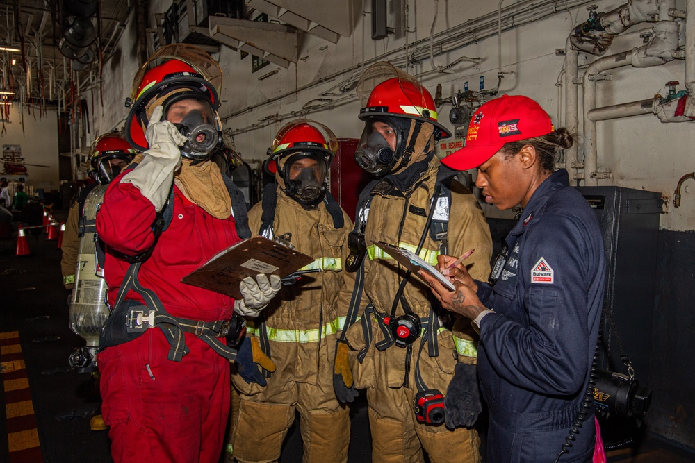 Nimitz Conducts Damage Control Drill