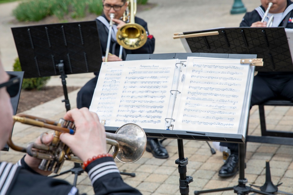 Brass Ambassadors perform outside the visitor center at Kentucky Horse Park