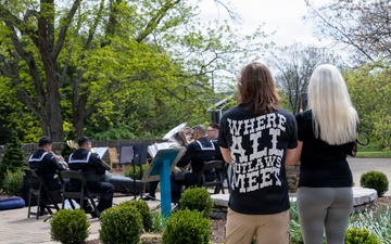 Brass Ambassadors perform outside the visitor center at Kentucky Horse Park