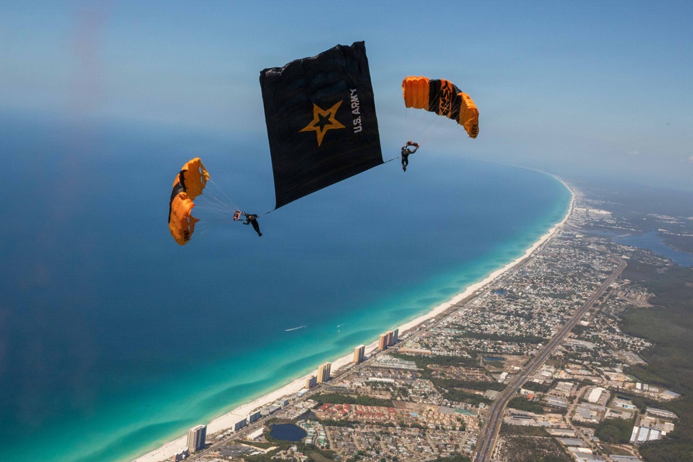 The U.S. Army Parachute Team jumps for Gulf Coast Salute Airshow