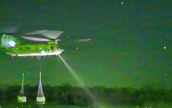 Soldiers conduct CH-47 Chinook resupply during nighttime JRTC operations