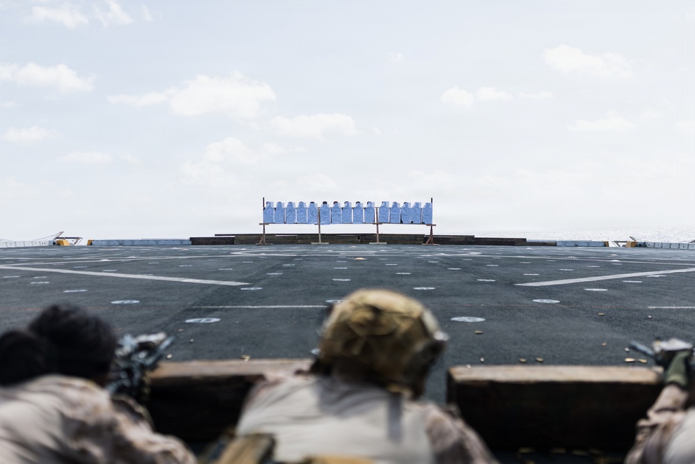 11th MEU Marines, Sailors Conduct Marksmanship Training Aboard USS Portland