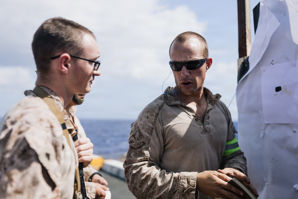 11th MEU Marines, Sailors Conduct Marksmanship Training Aboard USS Portland