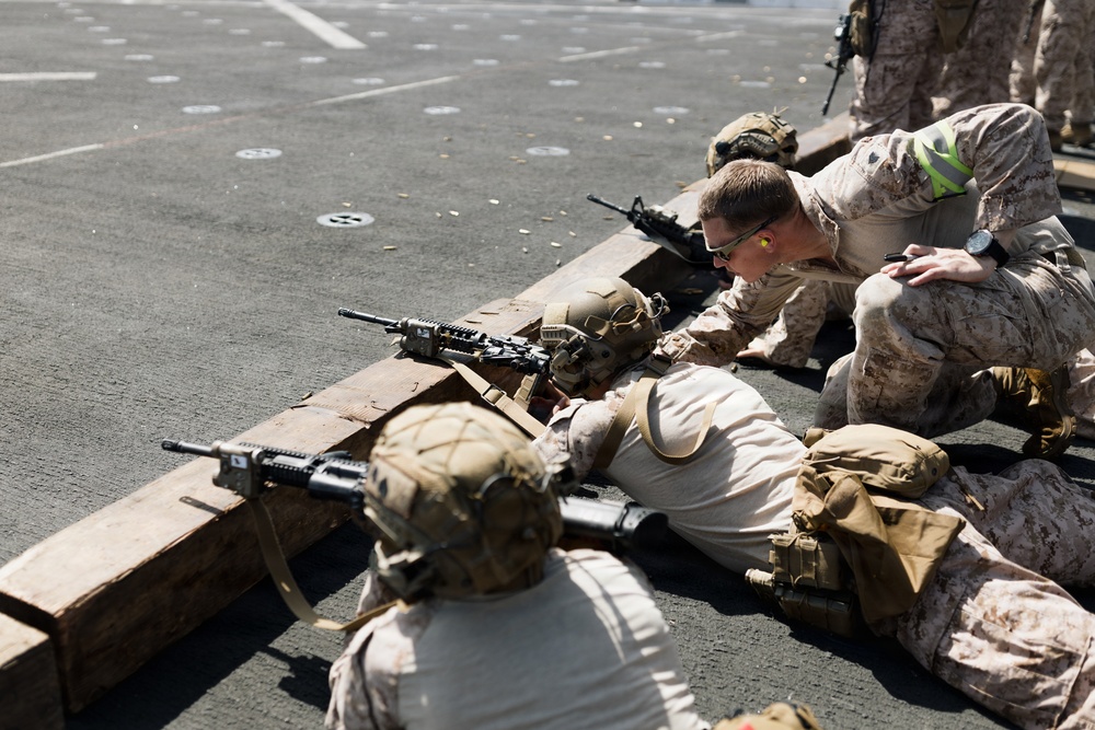 11th MEU Marines, Sailors Conduct Marksmanship Training Aboard USS Portland