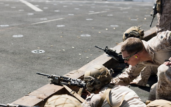 11th MEU Marines, Sailors Conduct Marksmanship Training Aboard USS Portland