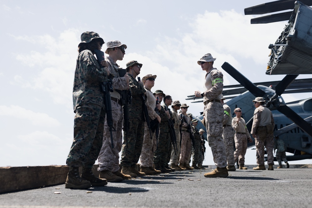 11th MEU Marines, Sailors Conduct Marksmanship Training Aboard USS Portland