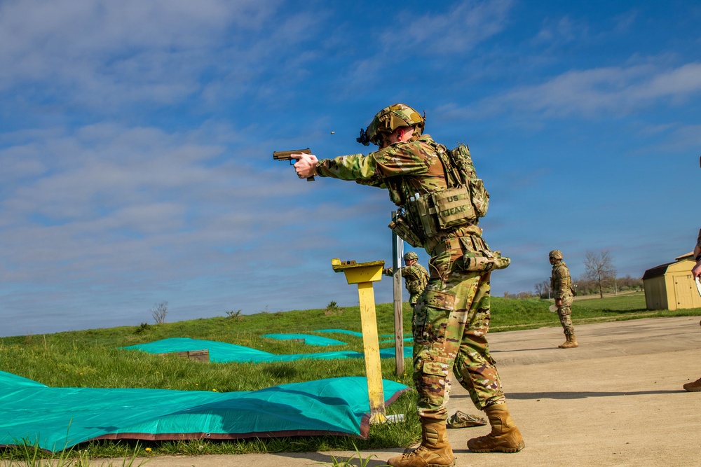 Indiana Guardsmen assigned to the 38th Infantry Division conduct weapons qualifications at Camp Atterbury.