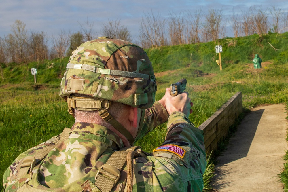 Indiana Guardsmen assigned to the 38th Infantry Division conduct weapons qualifications at Camp Atterbury.