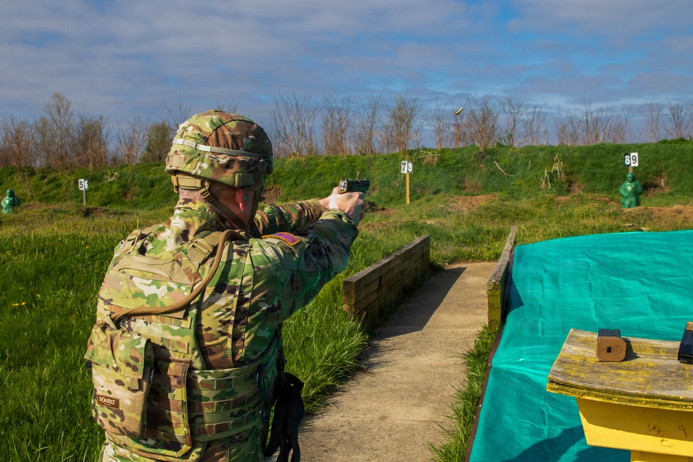 Indiana Guardsmen assigned to the 38th Infantry Division conduct weapons qualifications at Camp Atterbury.