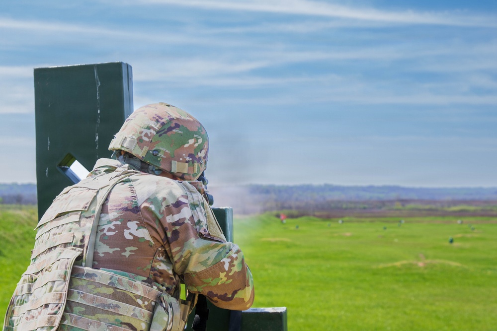 Indiana Guardsmen assigned to the 38th Infantry Division conduct weapons qualifications at Camp Atterbury.