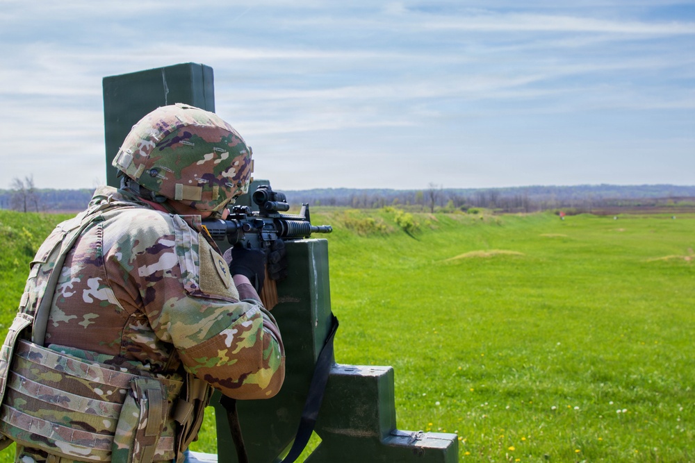 Indiana Guardsmen assigned to the 38th Infantry Division conduct weapons qualifications at Camp Atterbury.