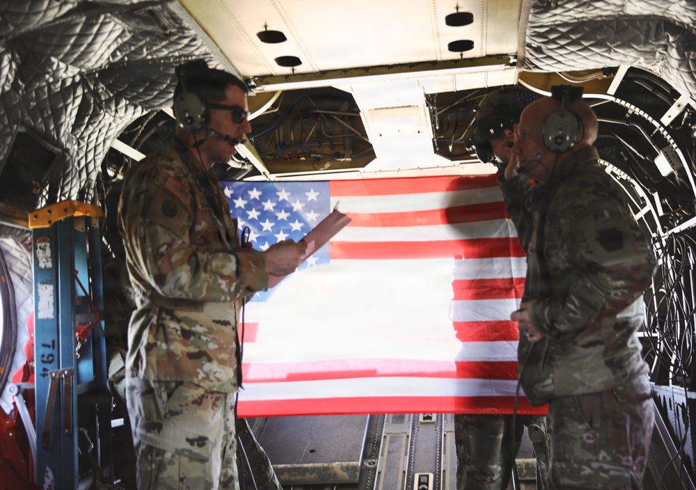 Reenlistment in a CH-47 Chinook