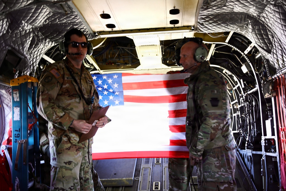 Reenlistment in a CH-47 Chinook