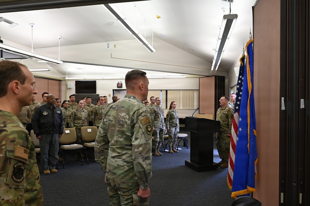 U.S. Air Force Maj. Denver H. Barrows assumes command of the 82d Aerial Port Squadron, 349th Air Mobility Wing