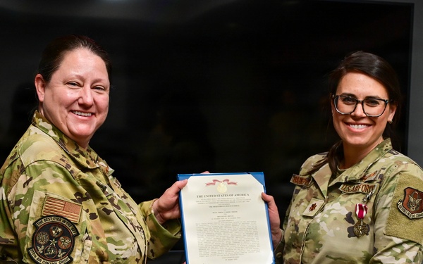 Maj. Chenoa Barker - Charles Awarded Meritorious Service Medal at Tinker Air Force Base