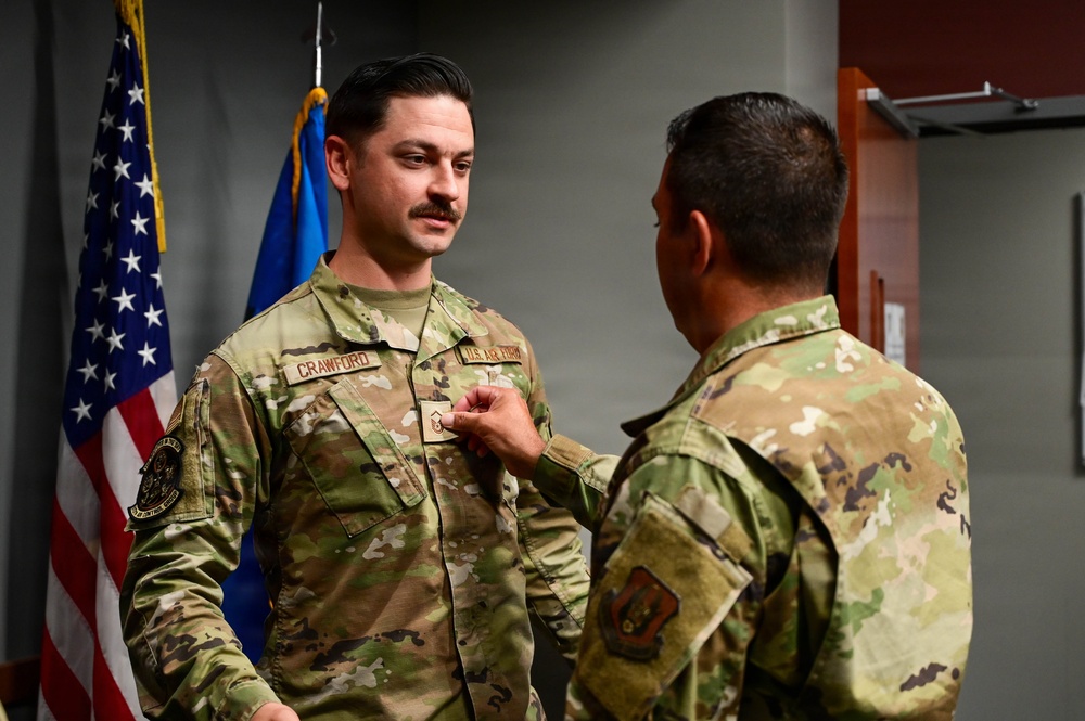 Master Sgt. Cameron Crawford Promoted at Tinker Air Force Base