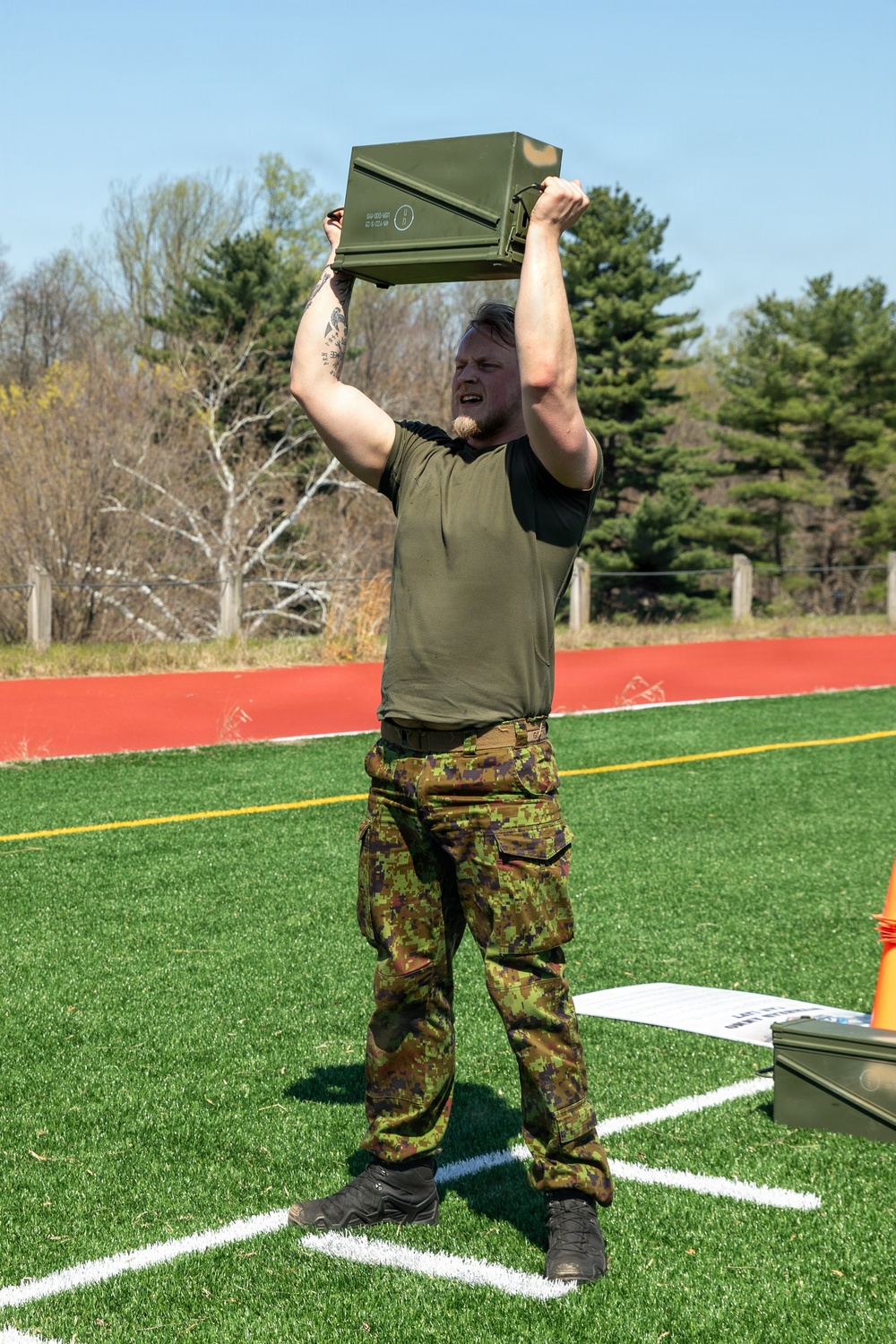 Estonian Soldier Performs Ammo Can Press