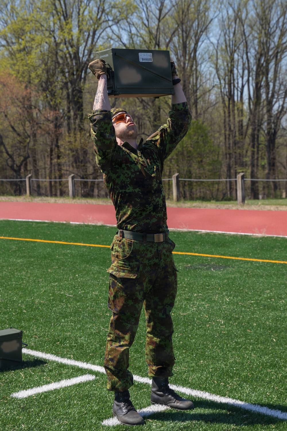 Estonian Soldier Performs Ammo Can Press