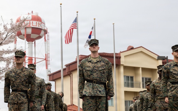 U.S. Marines with Corporals Course 2-26 Rehearse Sword Manual and Guidon