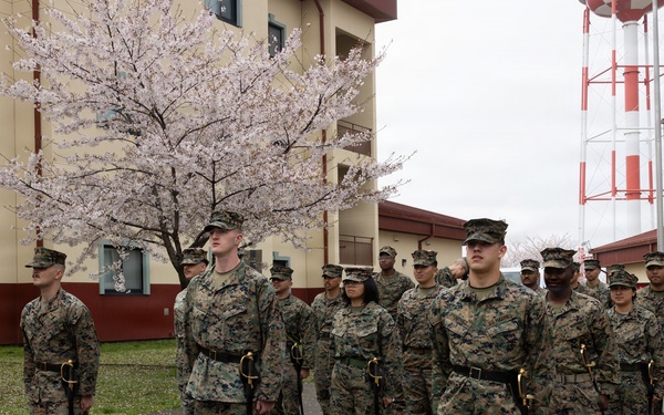 U.S. Marines with Corporals Course 2-26 Rehearse Sword Manual and Guidon