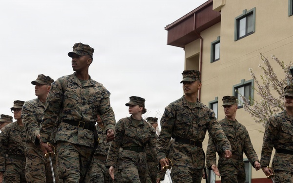 U.S. Marines with Corporals Course 2-26 Rehearse Sword Manual and Guidon
