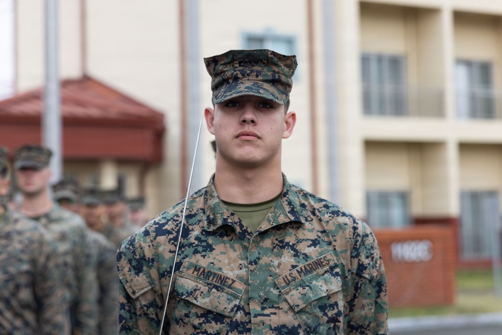 U.S. Marines with Corporals Course 2-26 Rehearse Sword Manual and Guidon