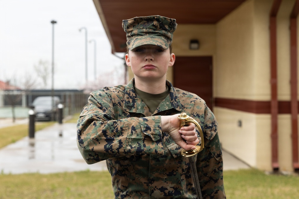 U.S. Marines with Corporals Course 2-26 Rehearse Sword Manual and Guidon