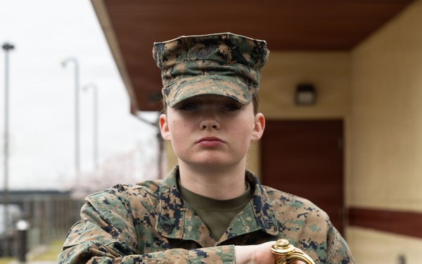 U.S. Marines with Corporals Course 2-26 Rehearse Sword Manual and Guidon